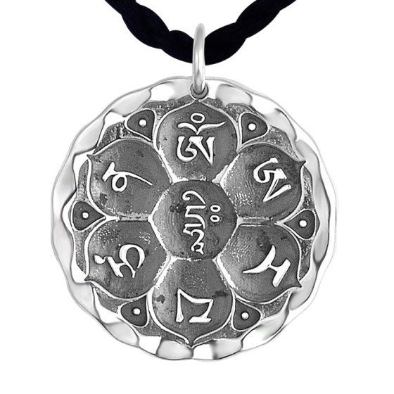 925 Silver Six-Syllable Mantra Vaishravana Pendant